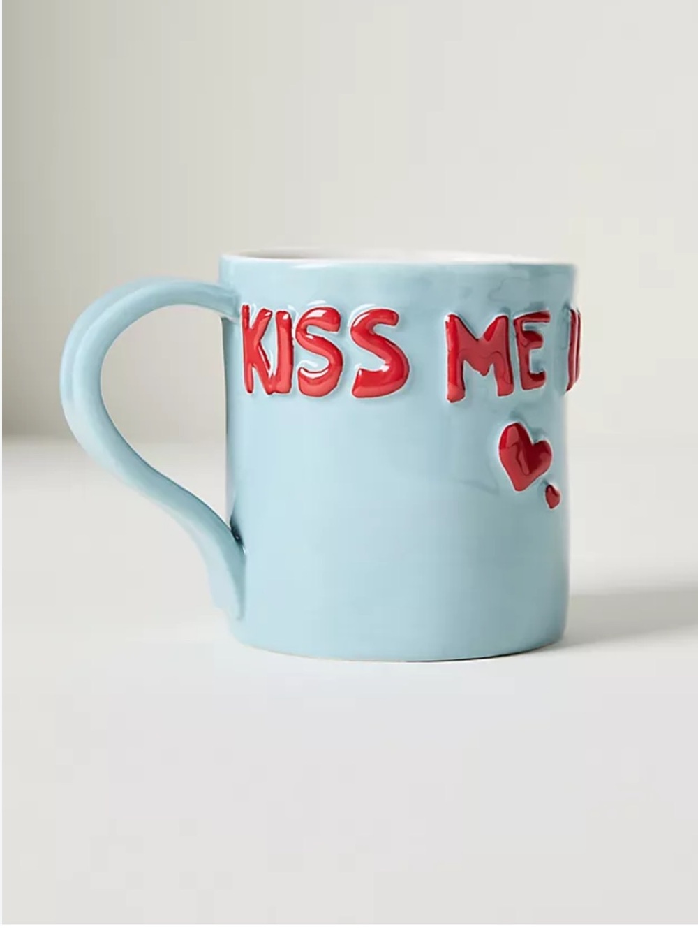 NWT Anthropologie L&Clay Stoneware Mug "Kiss Me Instead"
